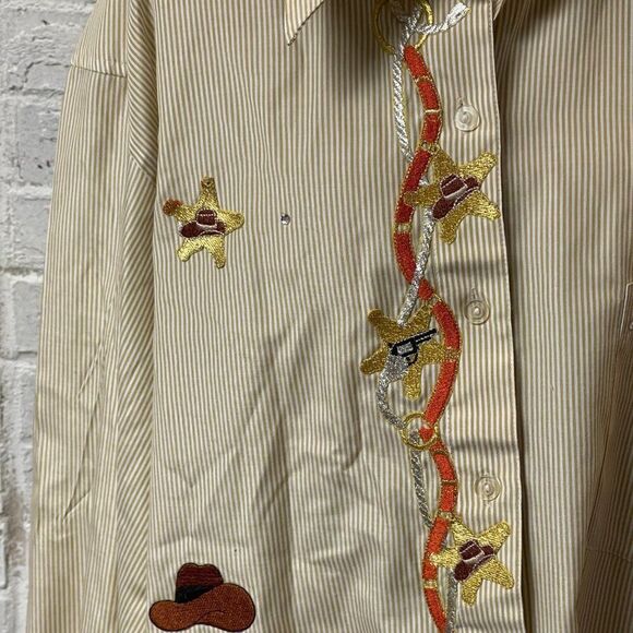 Fabrizio Vintage Embroidered Western Button Up Long Sleeve Shirt Large - Picture 4 of 12
